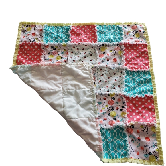 NEW Homemade Newborn Rag Quilt/ Doll Blanket/Pet Quilt/Security - Picture 7 of 10